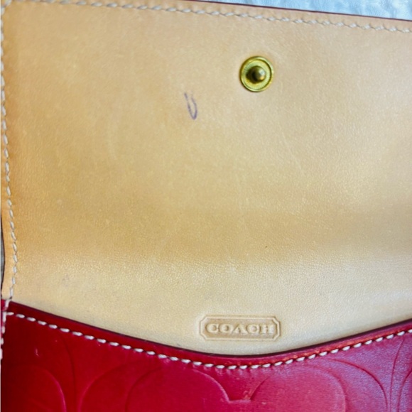 Coach Red Signature Leather Business Card Holder - Picture 5 of 8